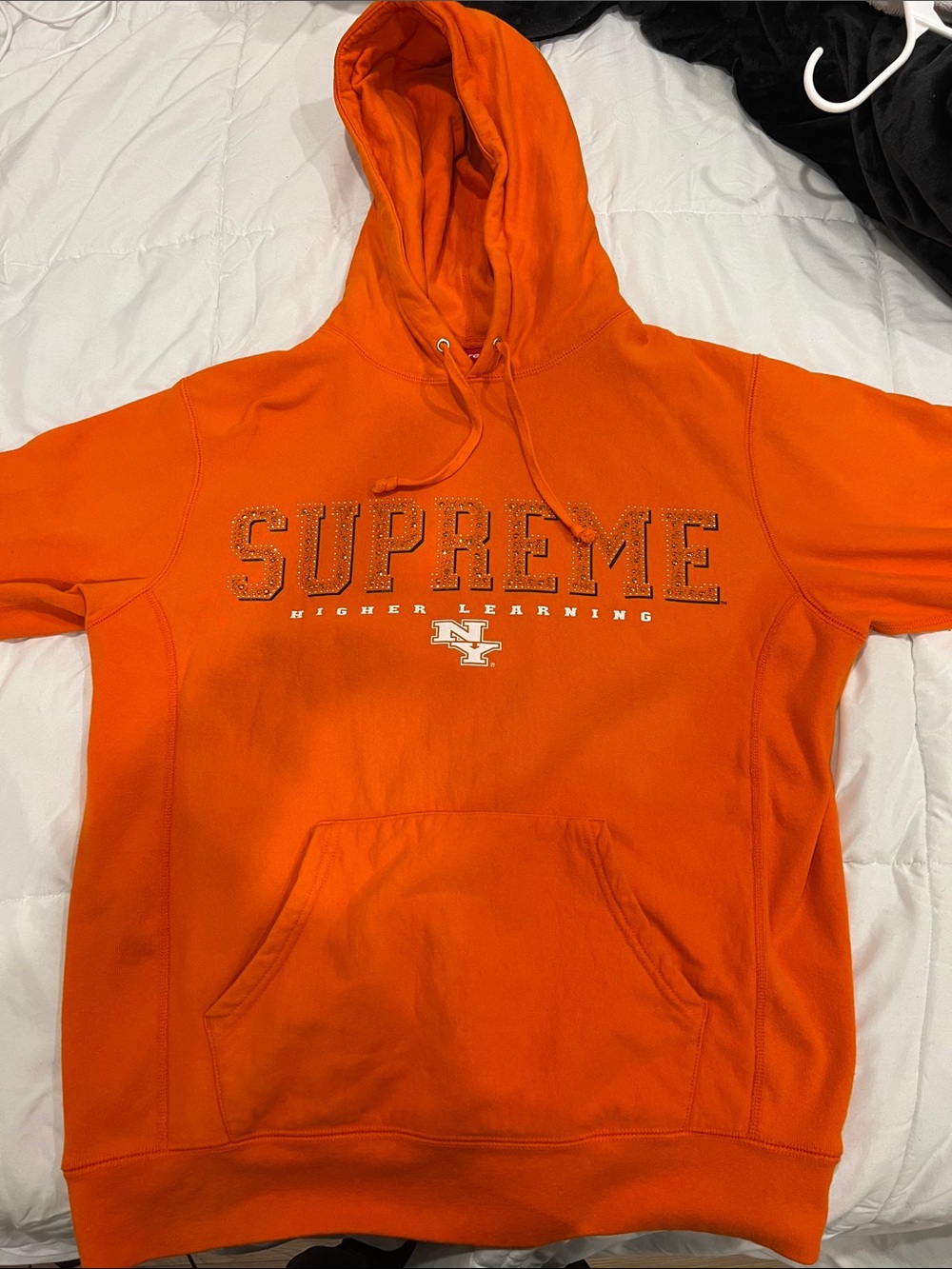 Supreme Orange Crewneck Hoodie with Front Logo